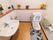 清潔な明るい洋式トイレで、壁に手すりがあるので入居者様は掴まりながら座ったり腰かけたりできるので膝などに負担がかからなく安心である。