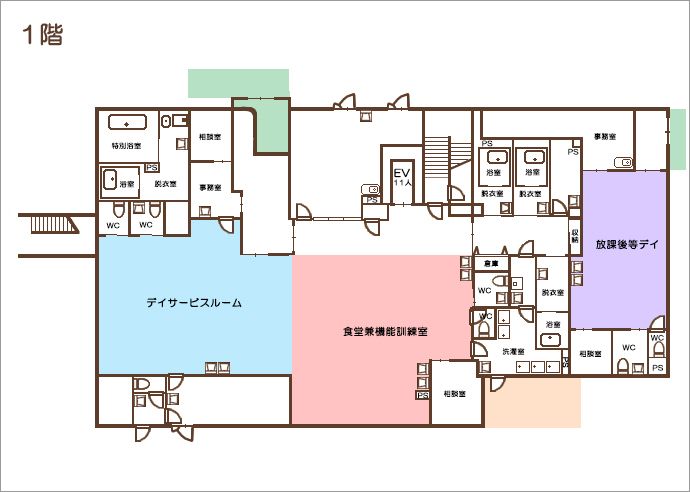はーとらいふ桶川の1階のフロアマップ