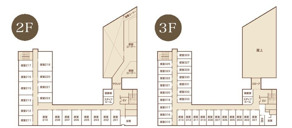 サービス付き高齢者向け住宅 桜の2～3Fフロアマップ