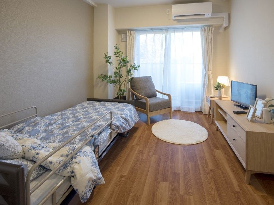 観葉植物とラグマットにて温かな雰囲気を演出している部屋