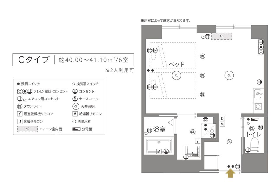 チャームプレミア深沢のＣタイプの間取り図