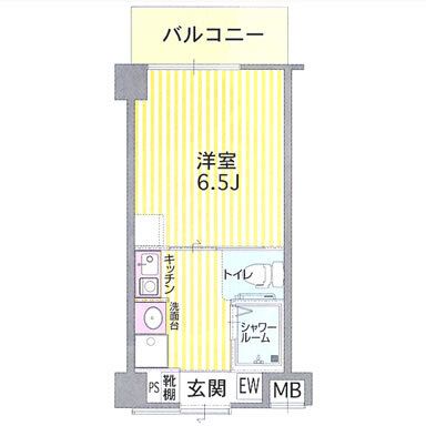 千里山マイファミリーの一人部屋の間取り図