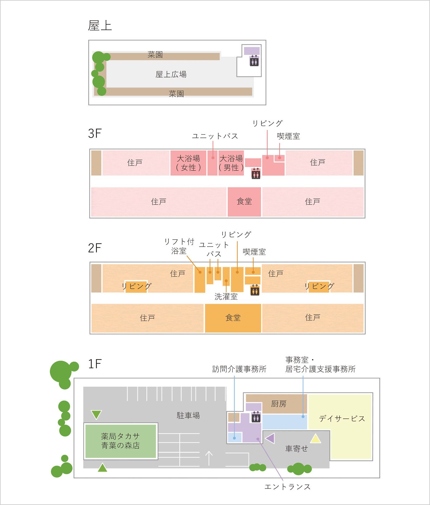 サービス付き高齢者向け住宅 ラヴィータカサ青葉の森のフロアマップのフロアマップ