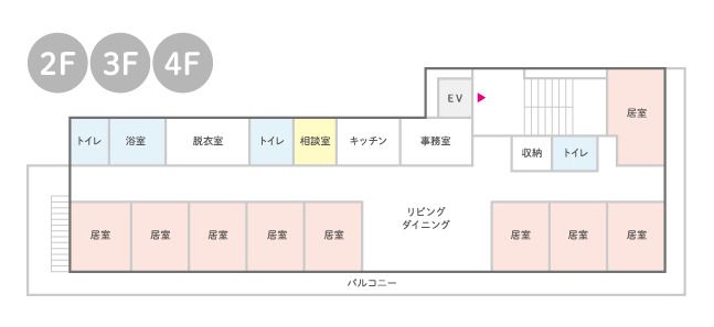はなまるホーム八広の2～4Ｆのフロアマップ