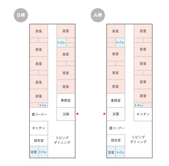 はなまるホーム光風台のA棟・B棟のフロアマップ