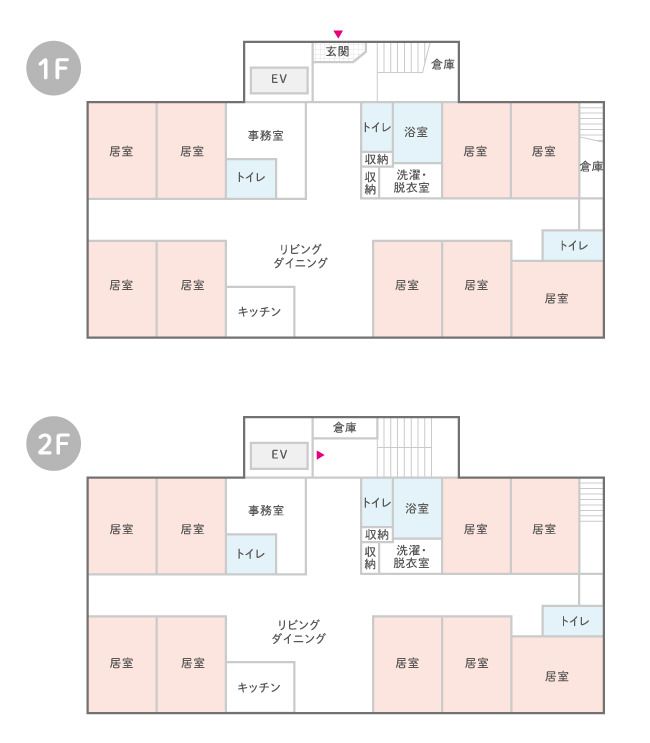 はなまるホーム三郷中央の1～2Ｆのフロアマップ