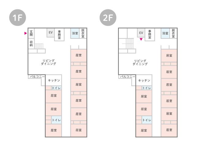 はなまるホーム馬渕の1～2Ｆのフロアマップ
