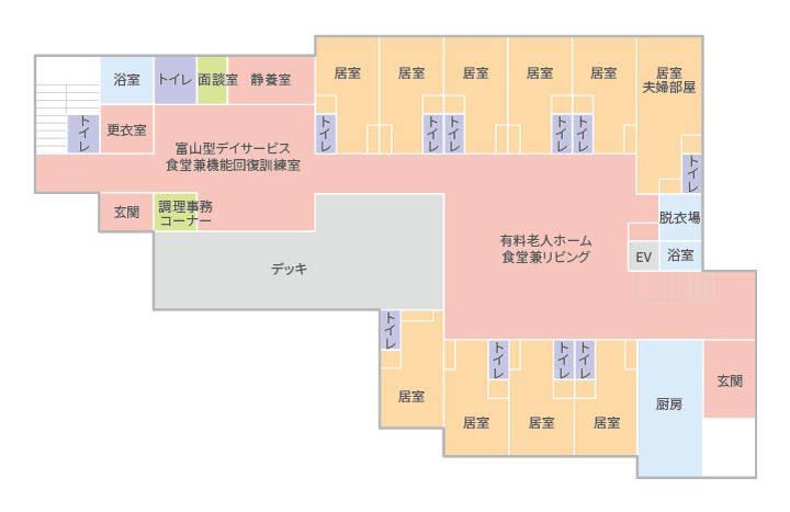 ケアメントハウス花みずき弐番館の1Ｆのフロアマップ