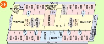 くすのき・めぐみ苑 サービス付き高齢者向け住宅 うきしろの3Ｆのフロアマップ