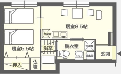 虹の家栄通のBタイプの間取り図