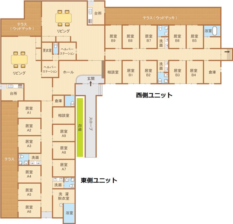 グループホーム あいる弥富のフロアマップ1のフロアマップ