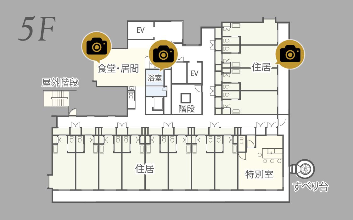 介護付有料老人ホーム LeMONDOの5Ｆのフロアマップ