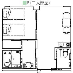 サービス付き高齢者向け住宅 温ったまるのB(二人部屋)の間取り図