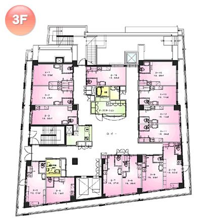 マミーズホーム本館の3Ｆのフロアマップ