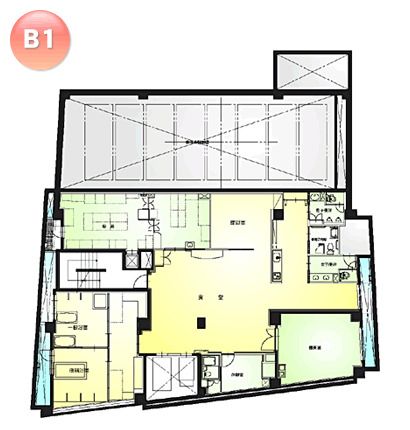 マミーズホーム本館のＢ1のフロアマップ