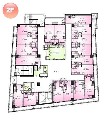 マミーズホーム本館の2Ｆのフロアマップ