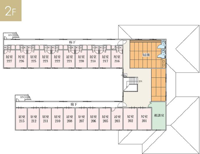 有料老人ホーム やしま庭園の2Ｆのフロアマップ