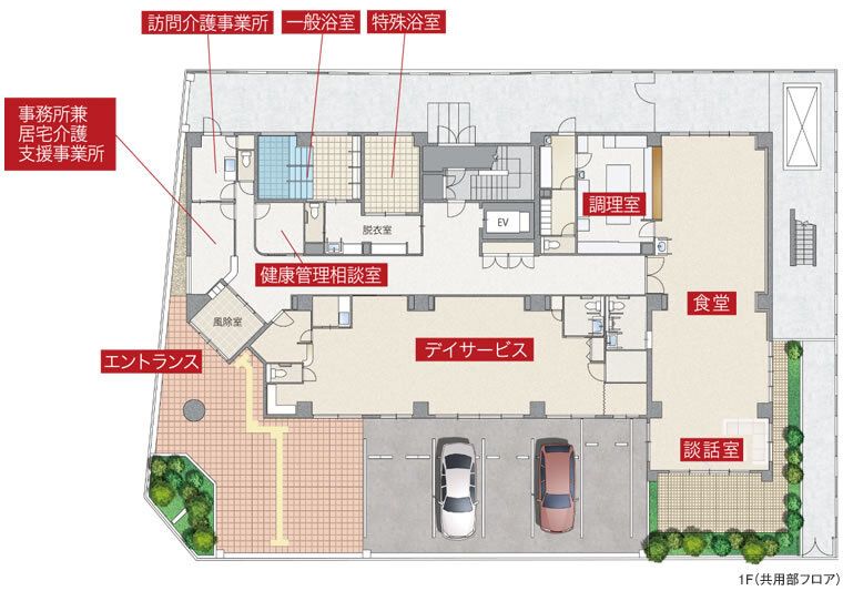 住宅型有料老人ホーム 奈良桃寿園の1Ｆのフロアマップ