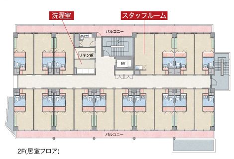 住宅型有料老人ホーム 奈良桃寿園の2Ｆのフロアマップ