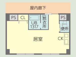 住宅型有料老人ホーム わかくさ瓢箪山のAタイプの間取り図