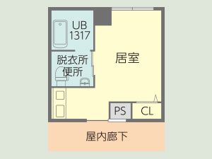 住宅型有料老人ホーム わかくさ瓢箪山のBタイプの間取り図