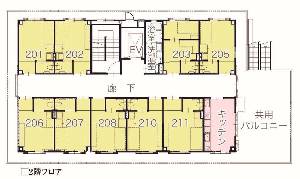 オーリョク青山の2階のフロアマップ