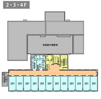 ガーデンコート東松山の2～4Ｆのフロアマップ