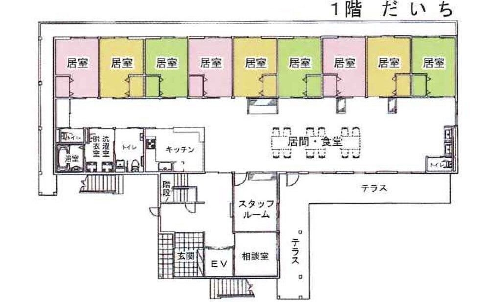 ふぁいと山手の丘の1階のフロアマップ