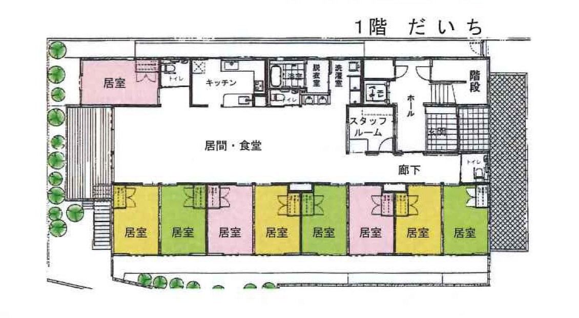 ふぁいと天神橋の1階のフロアマップ