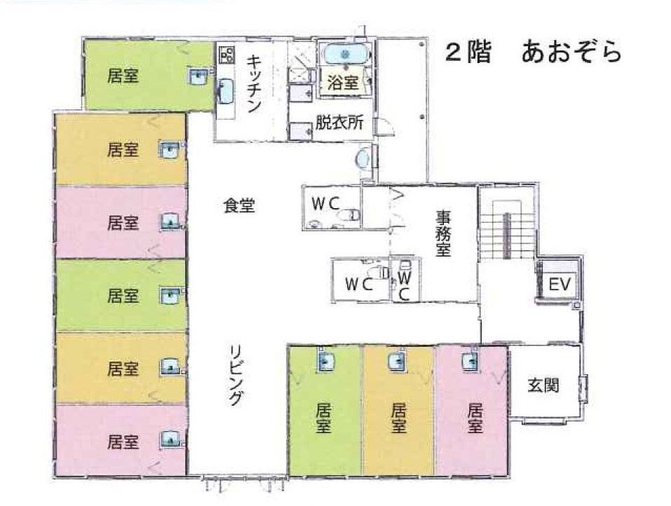 ふぁいと山崎の里の2階のフロアマップ