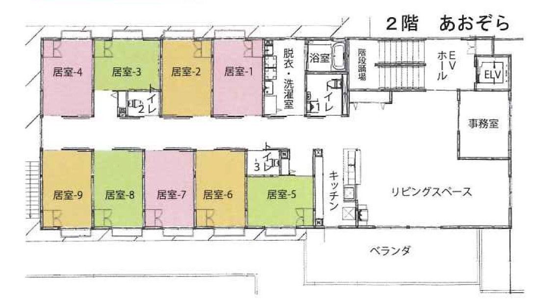 ふぁいと南山田の2階のフロアマップ