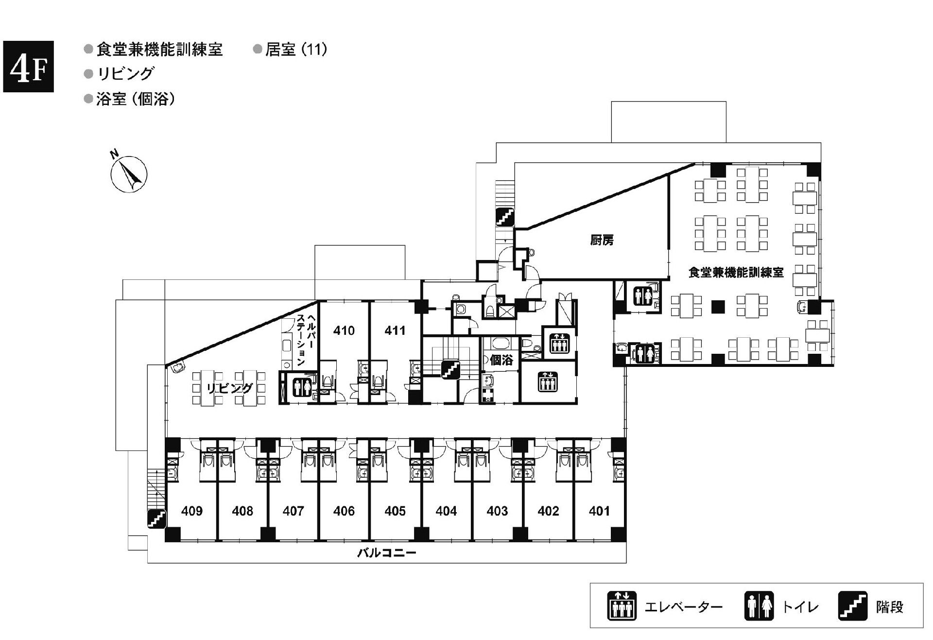 リアンレーヴ本牧の4Ｆのフロアマップ