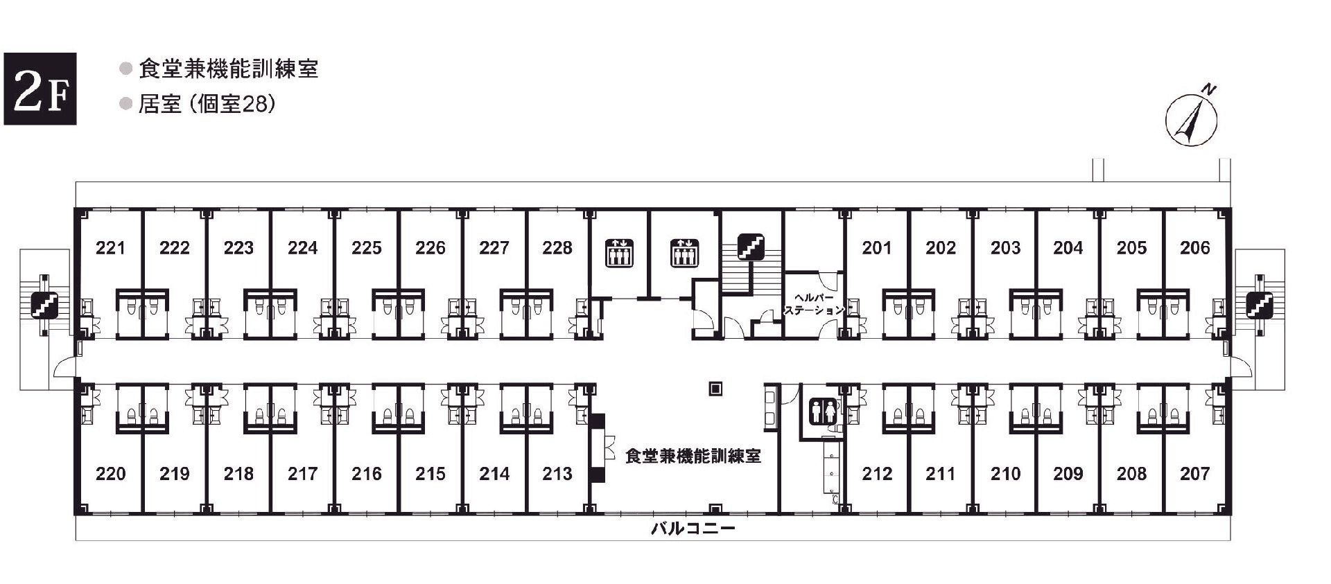 リアンレーヴみずほ台の2Ｆのフロアマップ