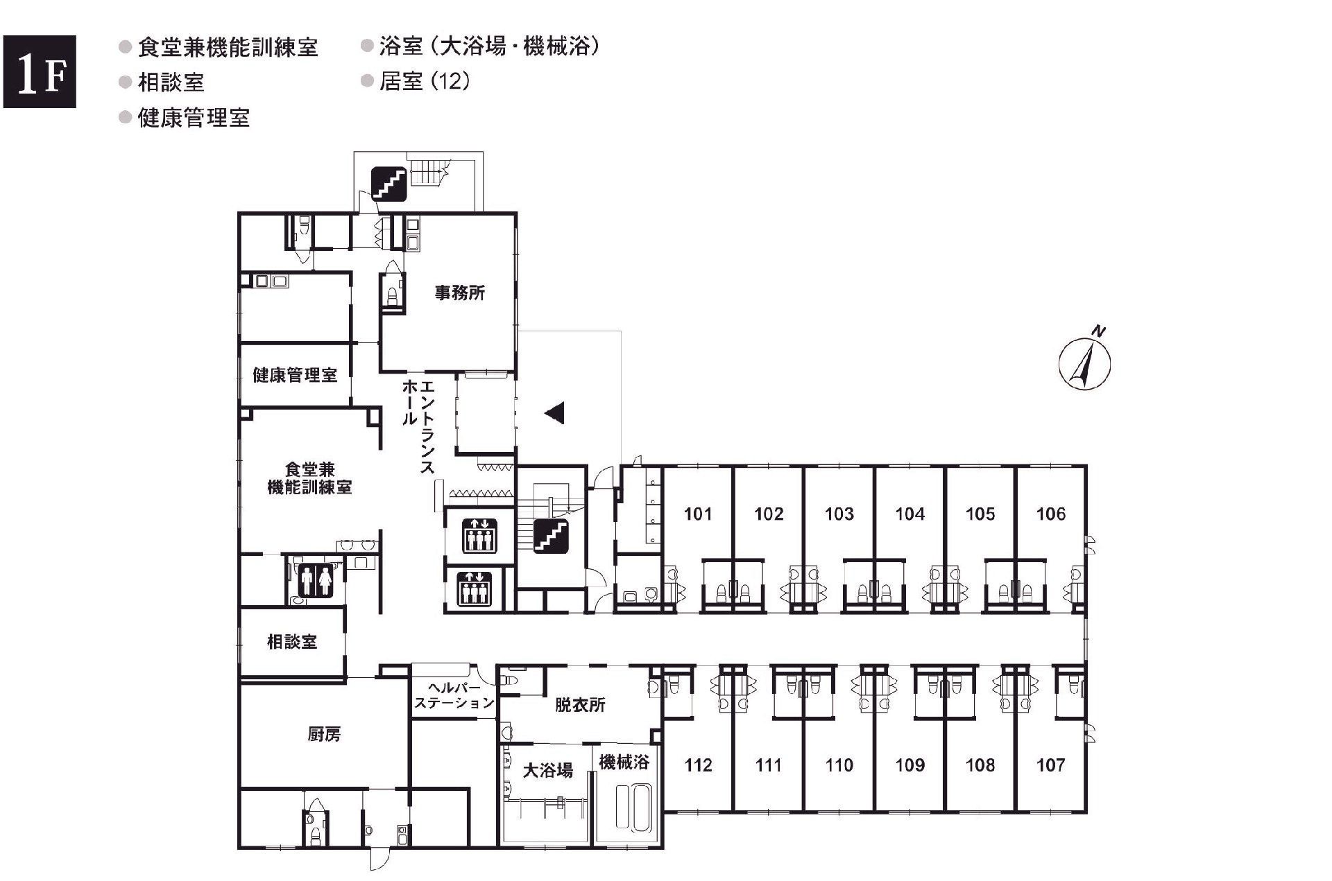 リアンレーヴ草加の1Ｆのフロアマップ