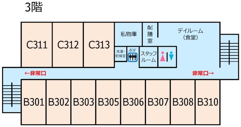 介護付有料老人ホーム ヒルサイド羽黒の3階のフロアマップ