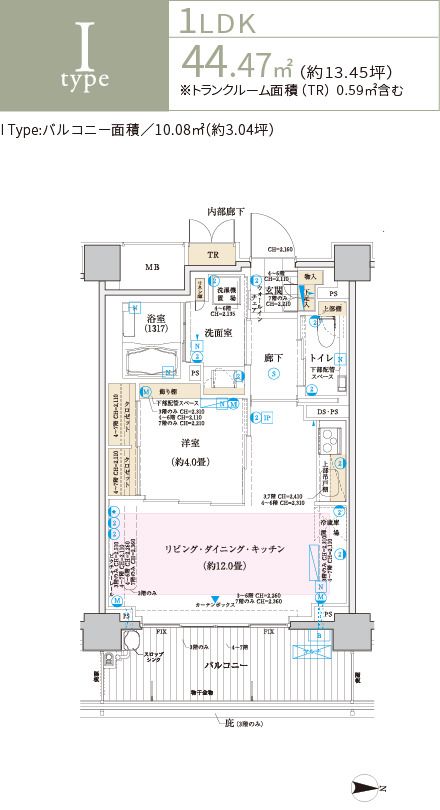 アリスタージュ経堂のＩTypeの間取り図