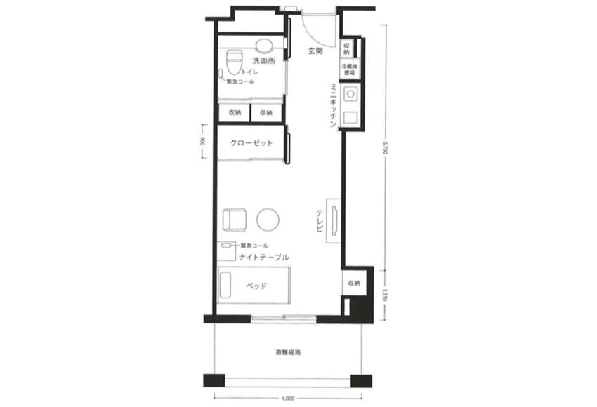 サンシティ調布の1Rの間取り図