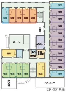 介護付有料老人ホーム 慶愛苑平塚の（2～3階）安心フロアのフロアマップ
