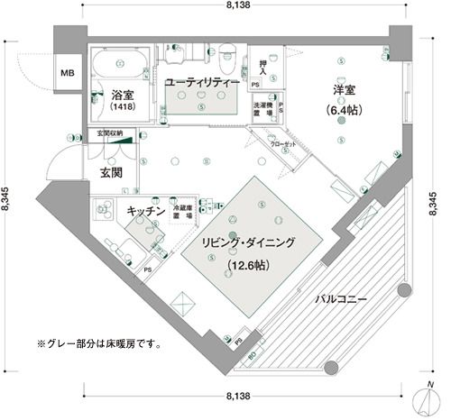 サンガーデン湘南のＲ2タイプのフロアマップ