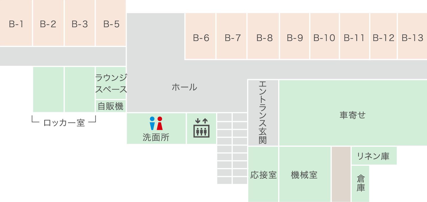 ライフケアガーデン熱川別館の別館1Ｆのフロアマップ