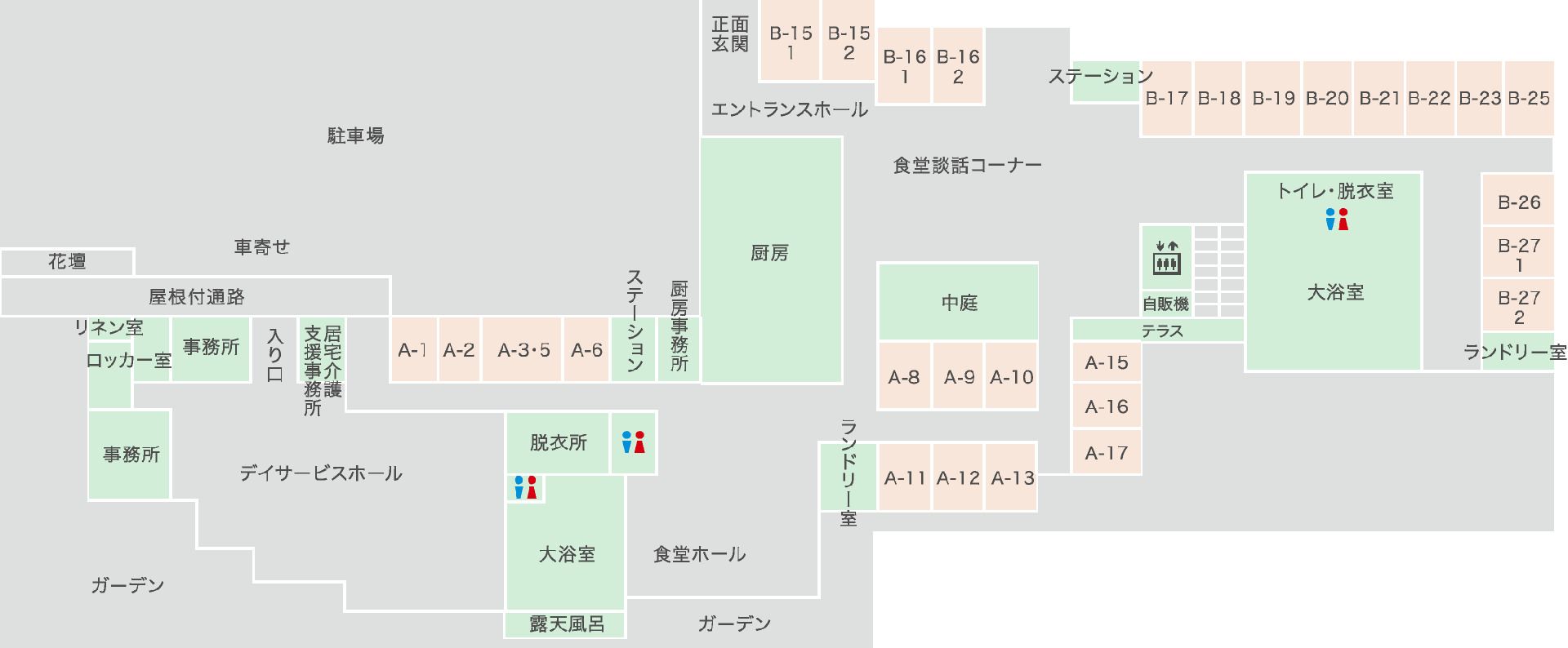 ライフケアガーデン熱川別館の別館2Ｆのフロアマップ