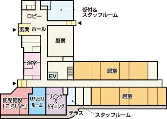 アースの介護付き 有料老人ホーム でらいと島田の1Ｆのフロアマップ
