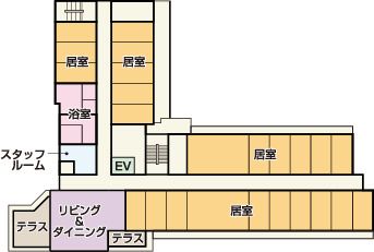 アースの介護付き 有料老人ホーム でらいと島田の2Ｆのフロアマップ
