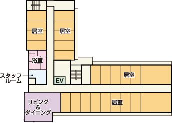 アースの介護付き 有料老人ホーム でらいと島田の3～4Ｆのフロアマップ
