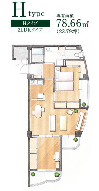 トラストガーデン宝塚のＨTypeの間取り図