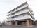 アスファルトで舗装された敷地に４階建ての住宅が建っている。各階にベランダが付いており、外壁は薄いピンク色をしている。