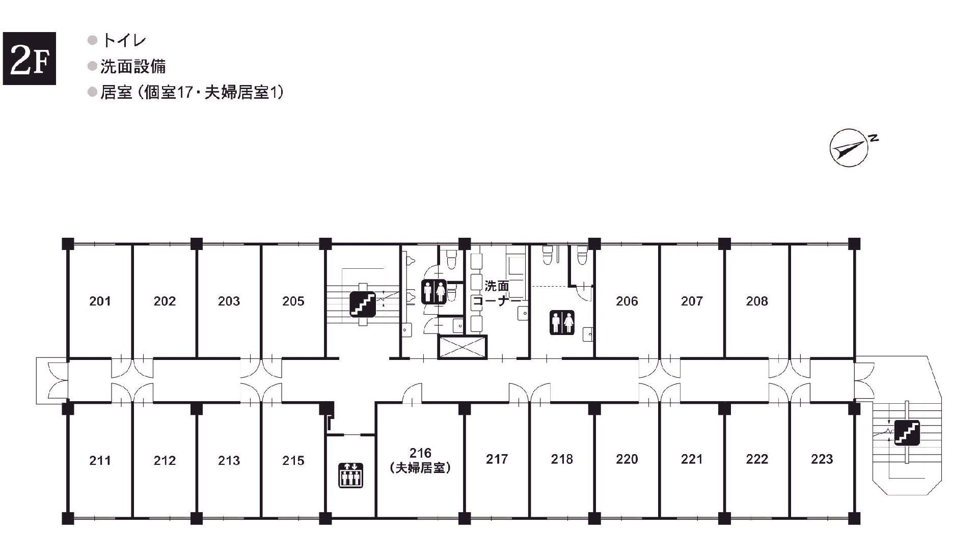 リアンレーヴ市ヶ尾壱番館の2Ｆのフロアマップ