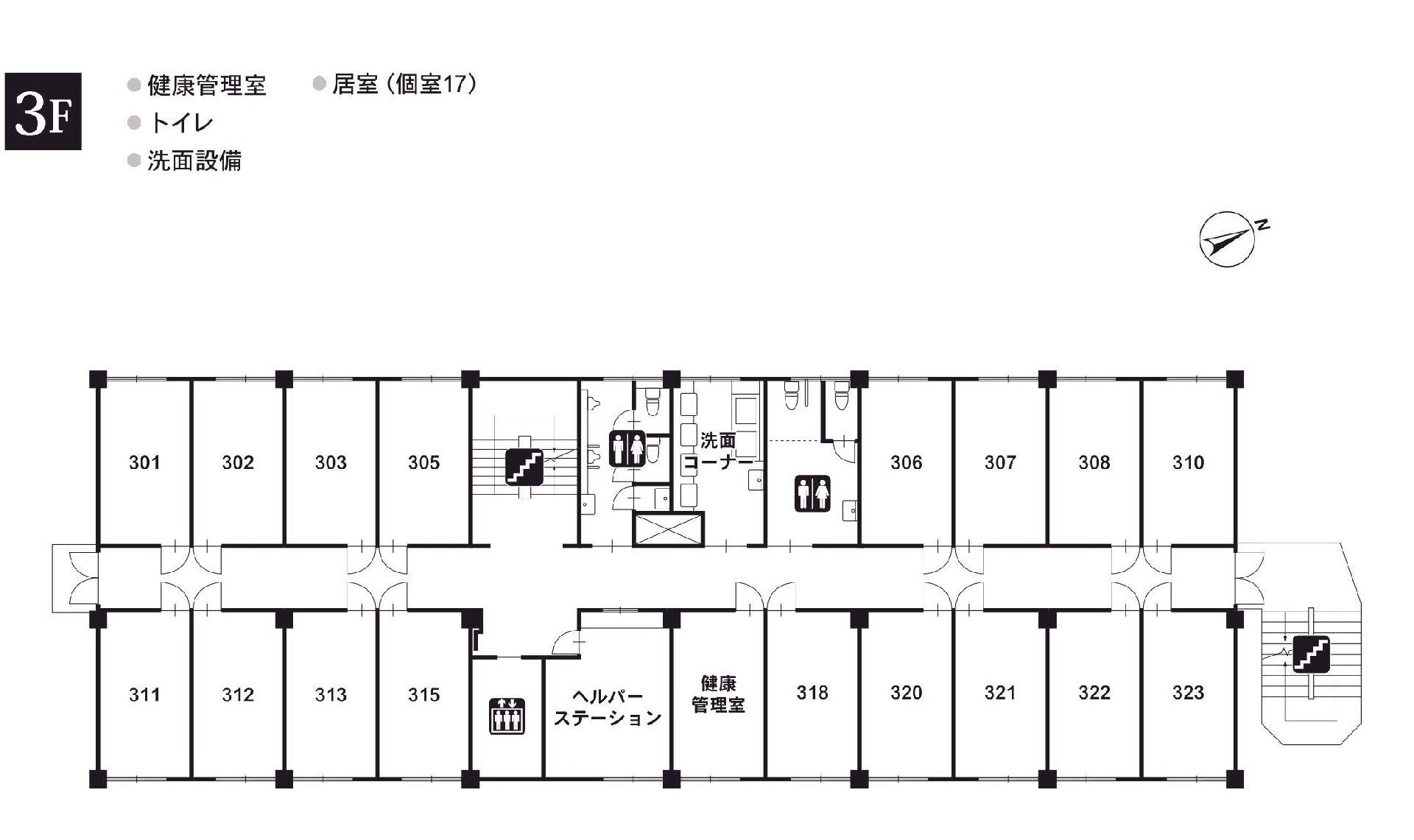 リアンレーヴ市ヶ尾壱番館の3Ｆのフロアマップ