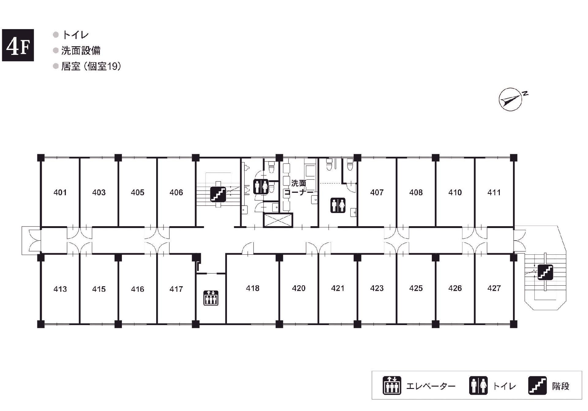 リアンレーヴ市ヶ尾壱番館の4Ｆのフロアマップ