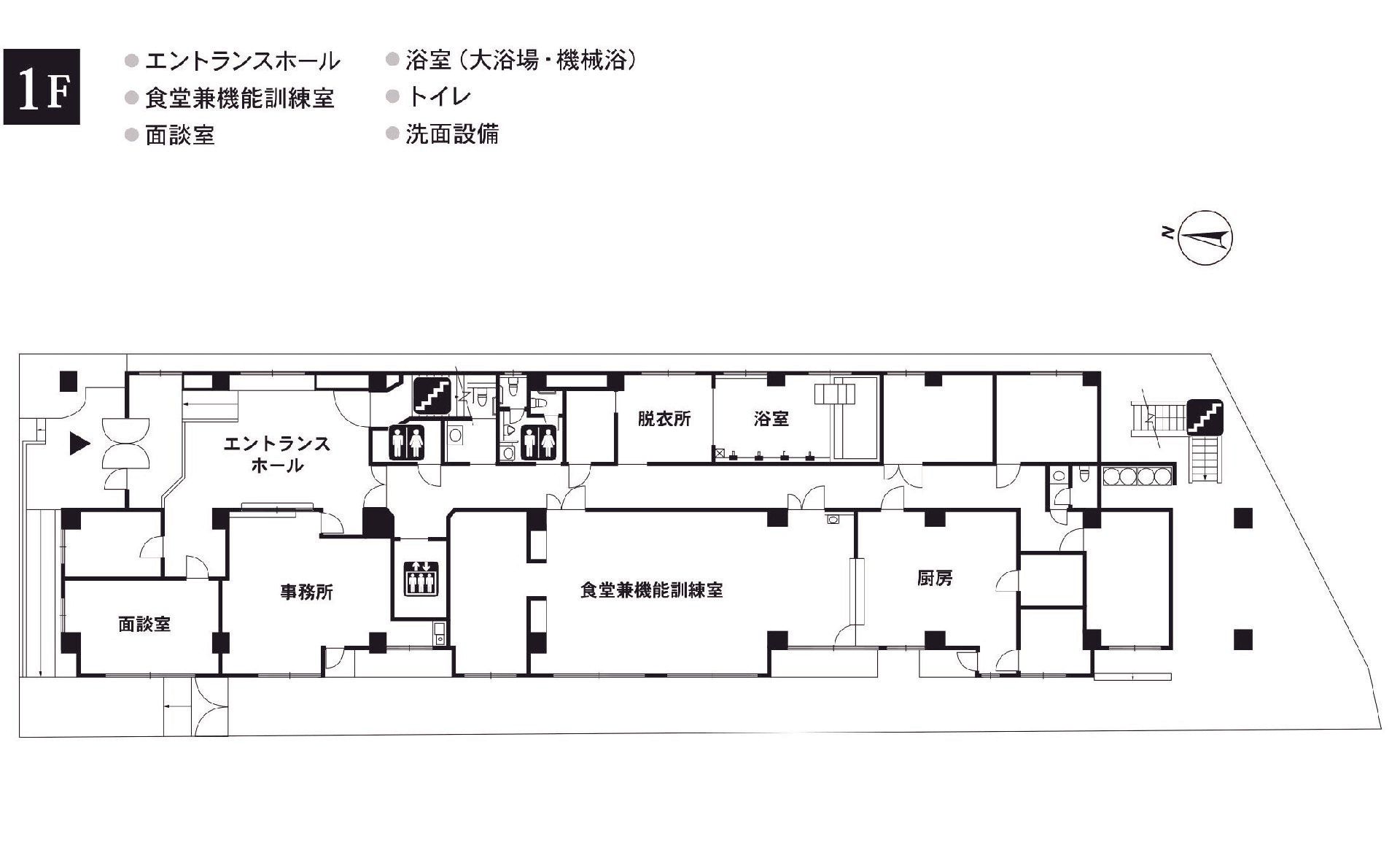 リアンレーヴ市ヶ尾弐番館の1Ｆのフロアマップ